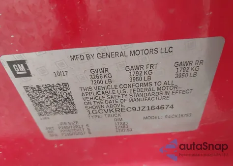 2018 Chevrolet Silverado 1500 1Lt from USA, damaged, VIN 1GCVKREC9JZ164674